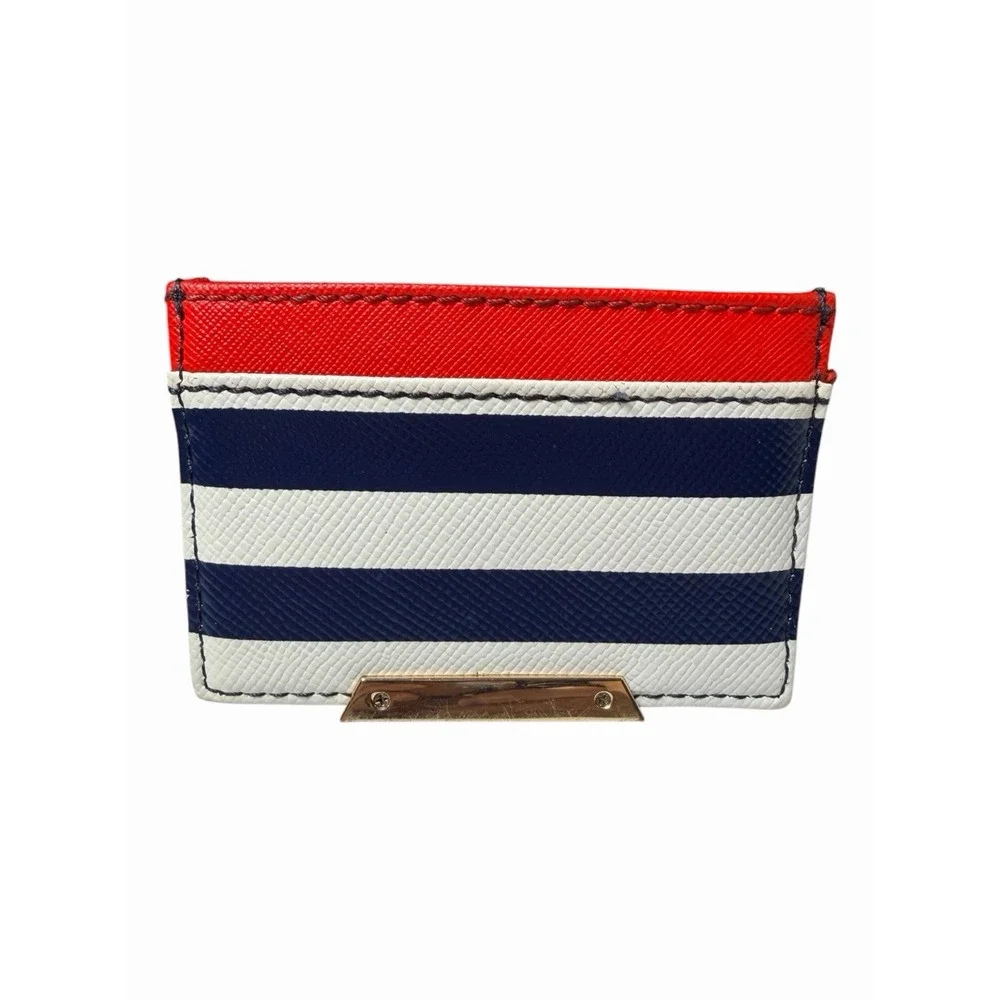 Aldo Card Holder Women OS Red Navy‎ White Striped Nautical Gold Hardware